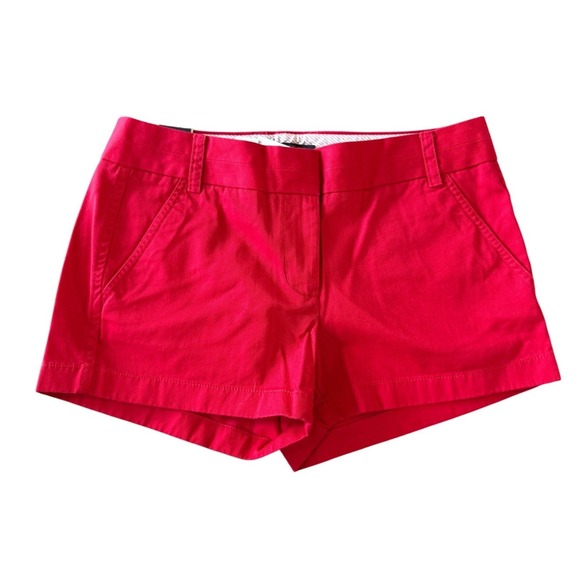 J. Crew Pants - NEW J Crew Womens Preppy Chino Shorts 3" Inseam Sz 4 Red Casual Classic Mid Rise